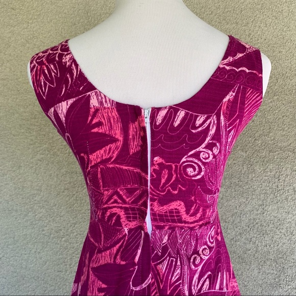 🌺 Vintage Barkcloth Muumuu Maxi-Dress Fuchsia 🌺 - Picture 7 of 12